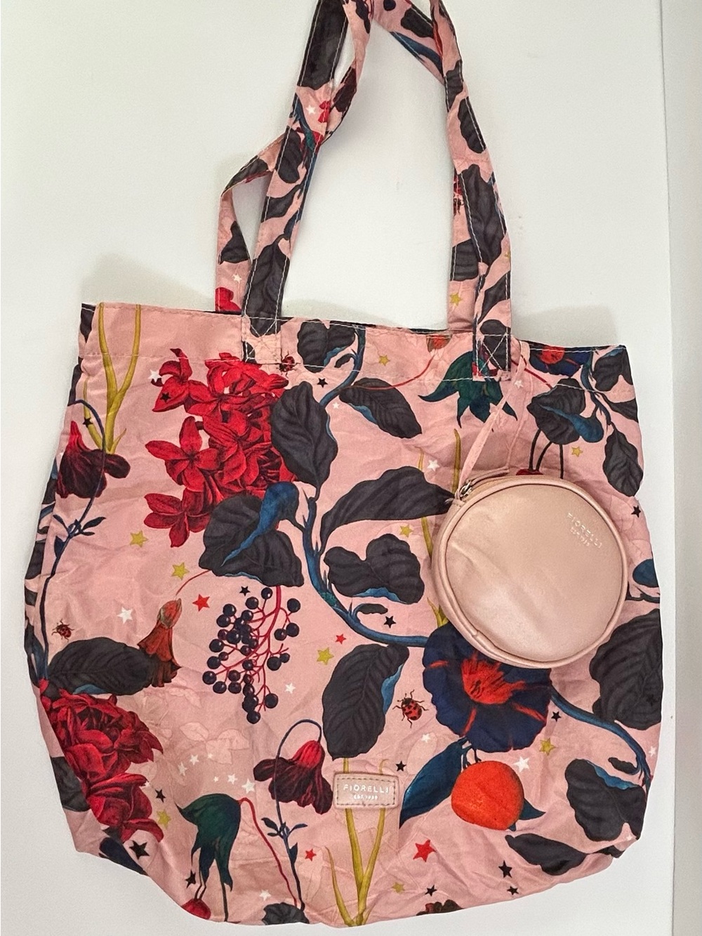 Fiorelli Pink Floral Tote Shopper Bag with Round Pouch